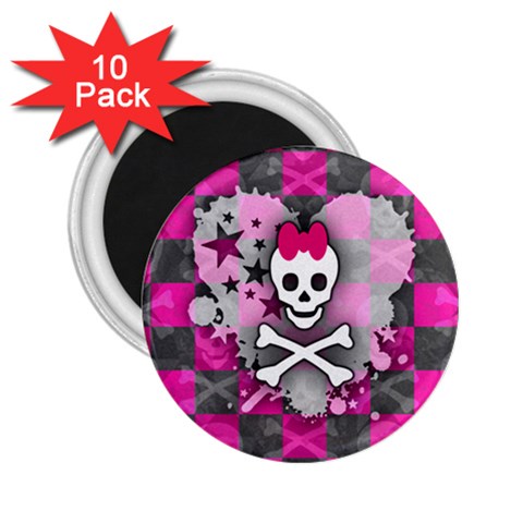 Princess Skull Heart 2.25  Magnet (10 pack) from UrbanLoad.com Front
