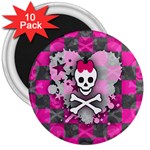 Princess Skull Heart 3  Magnet (10 pack)