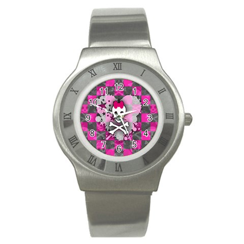 Princess Skull Heart Stainless Steel Watch from UrbanLoad.com Front