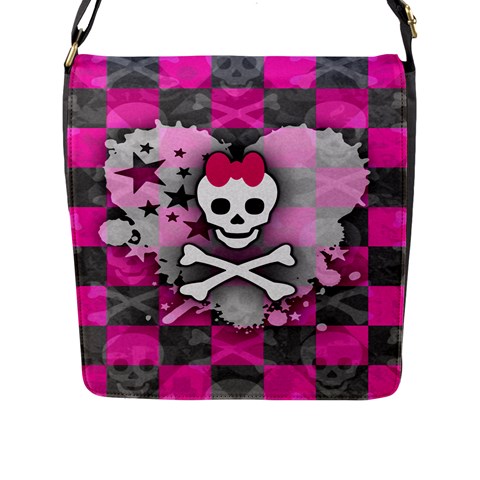 Princess Skull Heart Flap Closure Messenger Bag (Large) from UrbanLoad.com Front