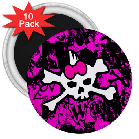 Punk Skull Princess 3  Magnet (10 pack) from UrbanLoad.com Front