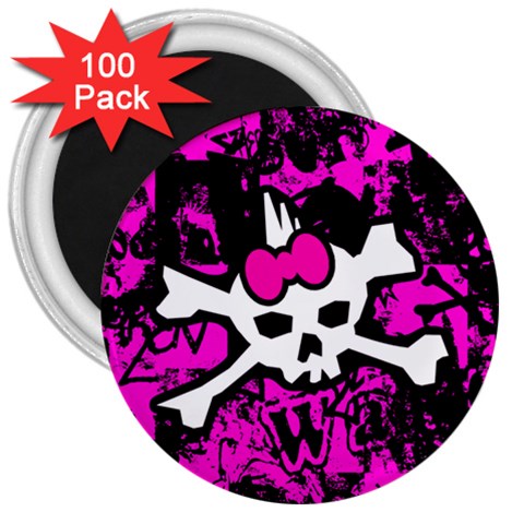 Punk Skull Princess 3  Magnet (100 pack) from UrbanLoad.com Front