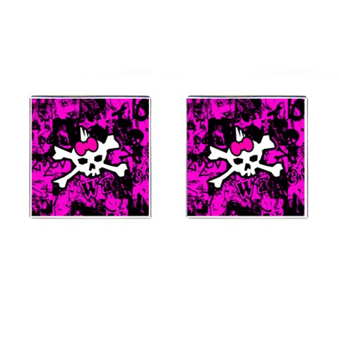Punk Skull Princess Cufflinks (Square) from UrbanLoad.com Front(Pair)