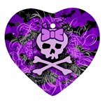 Purple Girly Skull Ornament (Heart)