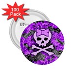 Purple Girly Skull 2.25  Button (100 pack)