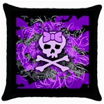 Purple Girly Skull Throw Pillow Case (Black)