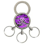 Purple Girly Skull 3-Ring Key Chain