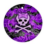 Purple Girly Skull Round Ornament (Two Sides)