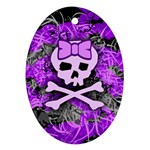 Purple Girly Skull Oval Ornament (Two Sides)