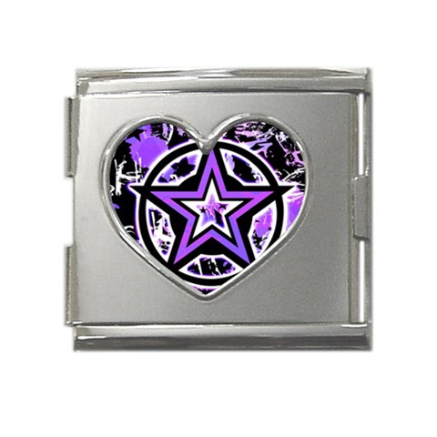 Purple Star Mega Link Heart Italian Charm (18mm) from UrbanLoad.com Front