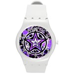 Purple Star Round Plastic Sport Watch Medium