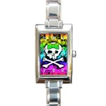 Rainbow Skull Rectangular Italian Charm Watch