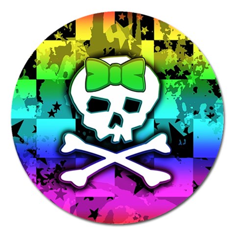 Rainbow Skull Magnet 5  (Round) from UrbanLoad.com Front