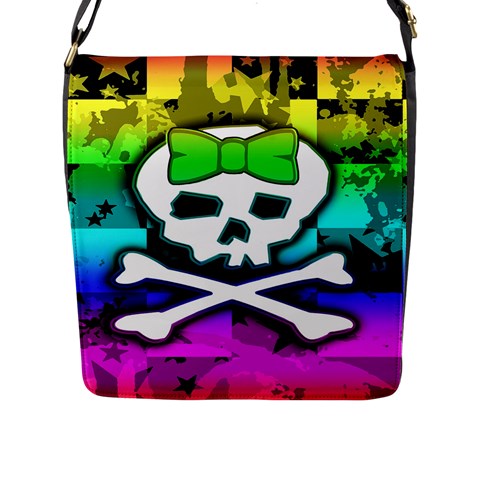 Rainbow Skull Flap Closure Messenger Bag (Large) from UrbanLoad.com Front