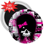 Scene Kid Girl Skull 3  Magnet (100 pack)