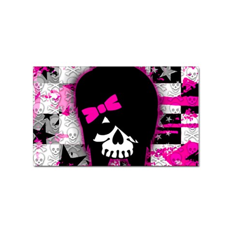 Scene Kid Girl Skull Sticker (Rectangular) from UrbanLoad.com Front