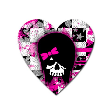 Scene Kid Girl Skull Magnet (Heart) from UrbanLoad.com Front