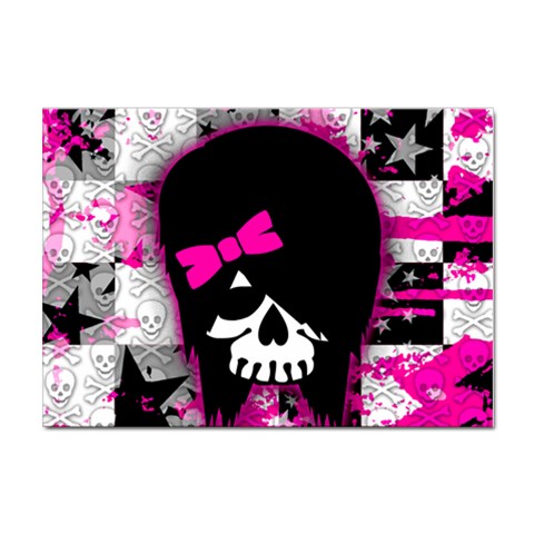 Scene Kid Girl Skull Sticker A4 (100 pack) from UrbanLoad.com Front
