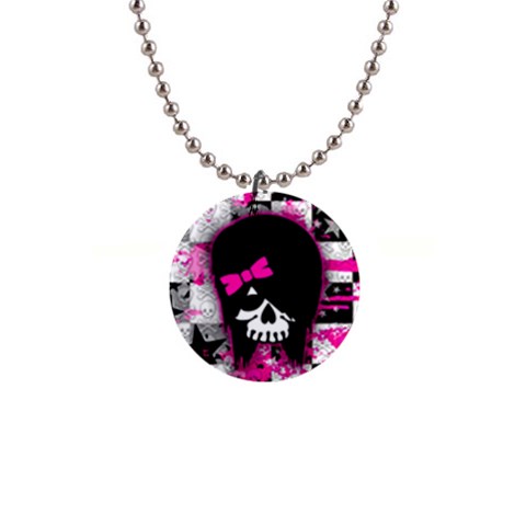 Scene Kid Girl Skull 1  Button Necklace from UrbanLoad.com Front