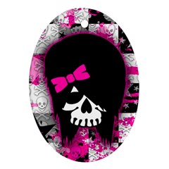 Scene Kid Girl Skull Oval Ornament (Two Sides) from UrbanLoad.com Front