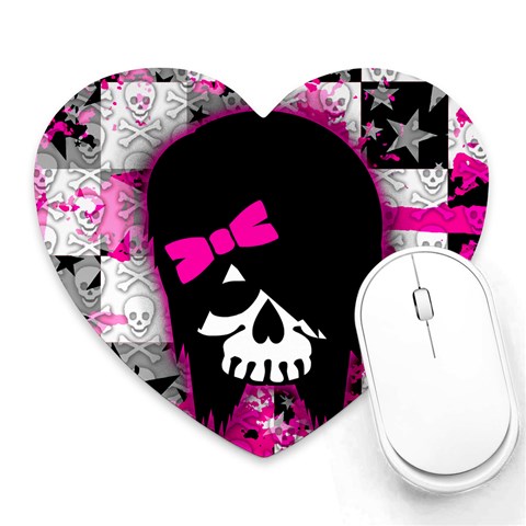 Scene Kid Girl Skull Mousepad (Heart) from UrbanLoad.com Front