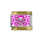 Skull Princess Gold Trim Italian Charm (9mm)