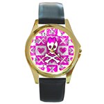 Skull Princess Round Gold Metal Watch