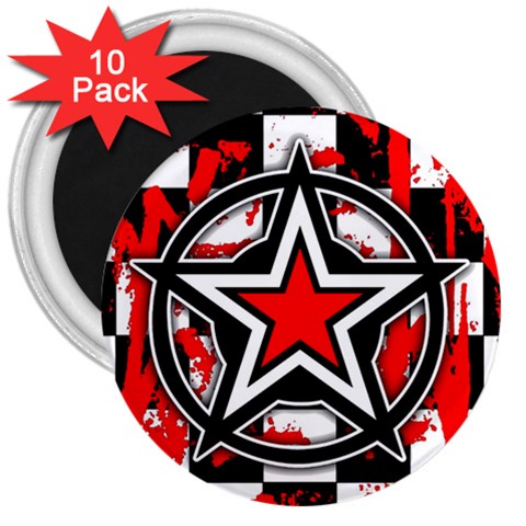 Star Checkerboard Splatter 3  Magnet (10 pack) from UrbanLoad.com Front