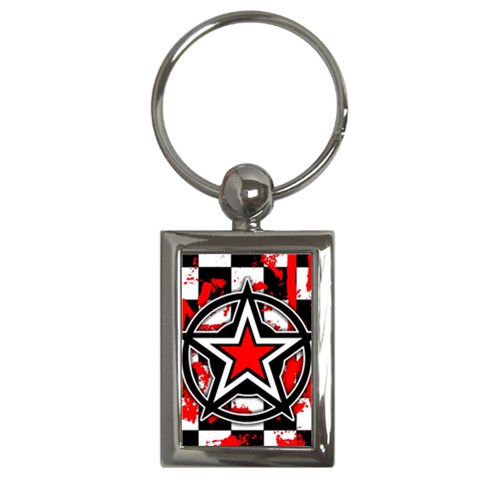 Star Checkerboard Splatter Key Chain (Rectangle) from UrbanLoad.com Front