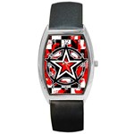 Star Checkerboard Splatter Barrel Style Metal Watch