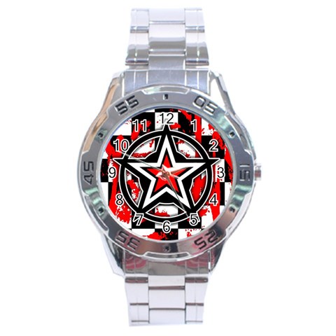 Star Checkerboard Splatter Stainless Steel Analogue Men’s Watch from UrbanLoad.com Front