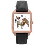 Use Your Dog Photo Bulldog Rose Gold Leather Watch 