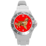 Use Your Dog Photo Golden Retriever Round Plastic Sport Watch Large