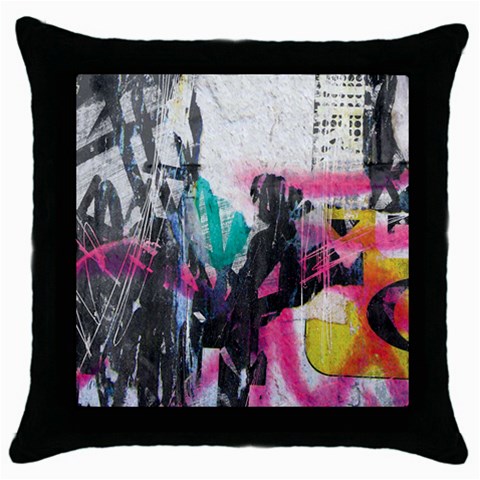 Graffiti Grunge Throw Pillow Case (Black) from UrbanLoad.com Front
