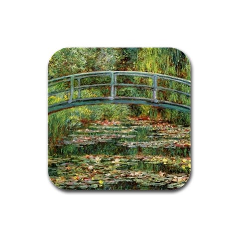 Le Pont Japonais a Giverny Monet Rubber Square Coaster (4 pack) from UrbanLoad.com Front