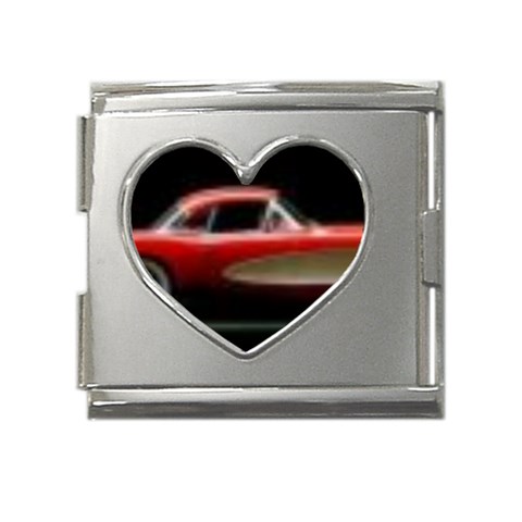 red corvette Mega Link Heart Italian Charm (18mm) from UrbanLoad.com Front