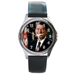 479px-Official_Portrait_of_President_Reagan_1981 Round Metal Watch