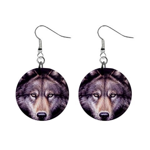 wolf 1  Button Earrings from UrbanLoad.com Front