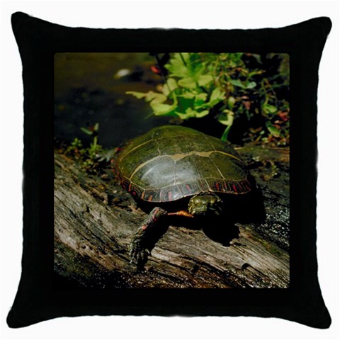 Turtle Throw Pillow Case (Black) from UrbanLoad.com Front