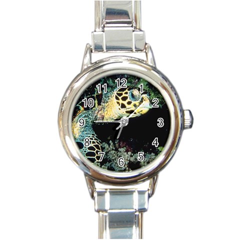 Sea Turlte Round Italian Charm Watch from UrbanLoad.com Front