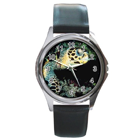 Sea Turlte Round Metal Watch from UrbanLoad.com Front