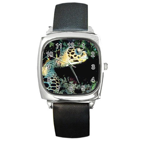 Sea Turlte Square Metal Watch from UrbanLoad.com Front