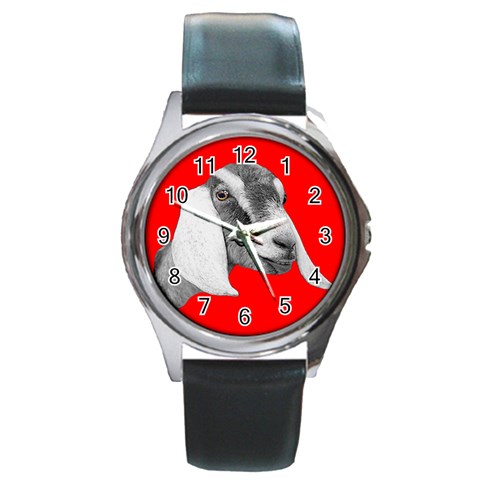 Nubian Goat Round Metal Watch from UrbanLoad.com Front