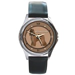 AFGHAN HOUND -  Quality Round Metal Leather Strap Watch