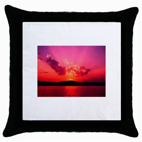 Sunset Throw Pillow Case (Black) from UrbanLoad.com Front