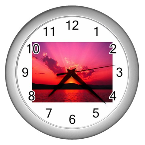 Sunset Wall Clock (Silver) from UrbanLoad.com Front