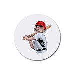 Boy with Baseball Bat Rubber Round Coaster (4 pack)