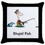 Stupid Fish Throw Pillow Case (Black)