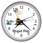 Stupid Fish Wall Clock (Silver)