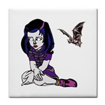 Goth Girl and Bat Tile Coaster